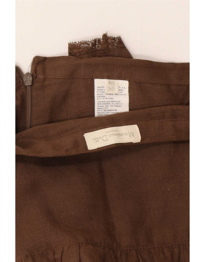 Massimo Dutti Γυναικεία φούστα με κλιμάκωση W30 Μεσαίο καφέ λινό