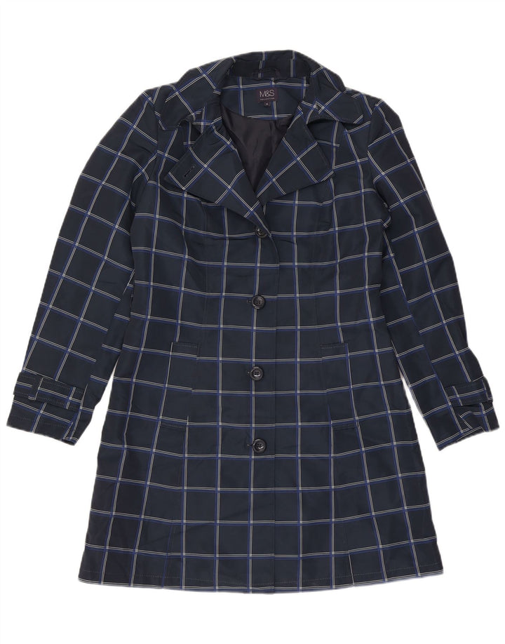 Marks & Spencer Γυναικεία καμπαρντίνα UK 10 Small Navy Blue Check Polyester