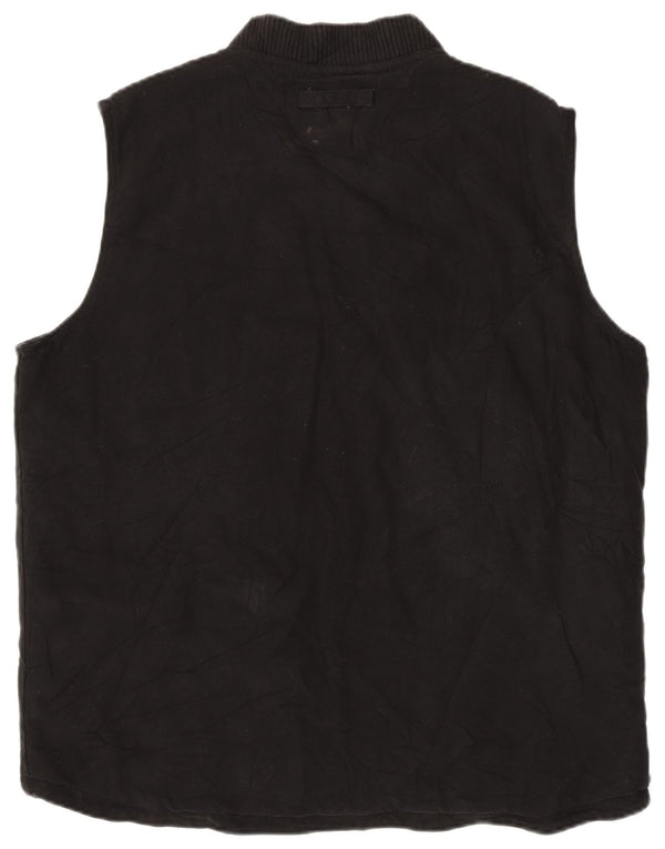 Vintage Mens Tall Utility Gilet UK 42 XL Μαύρο βαμβακερό