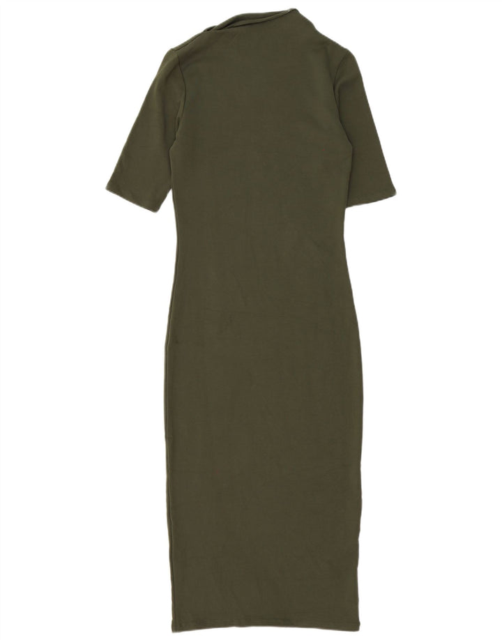 Zara Γυναικείο Bodycon Φόρεμα UK 10 Small Khaki