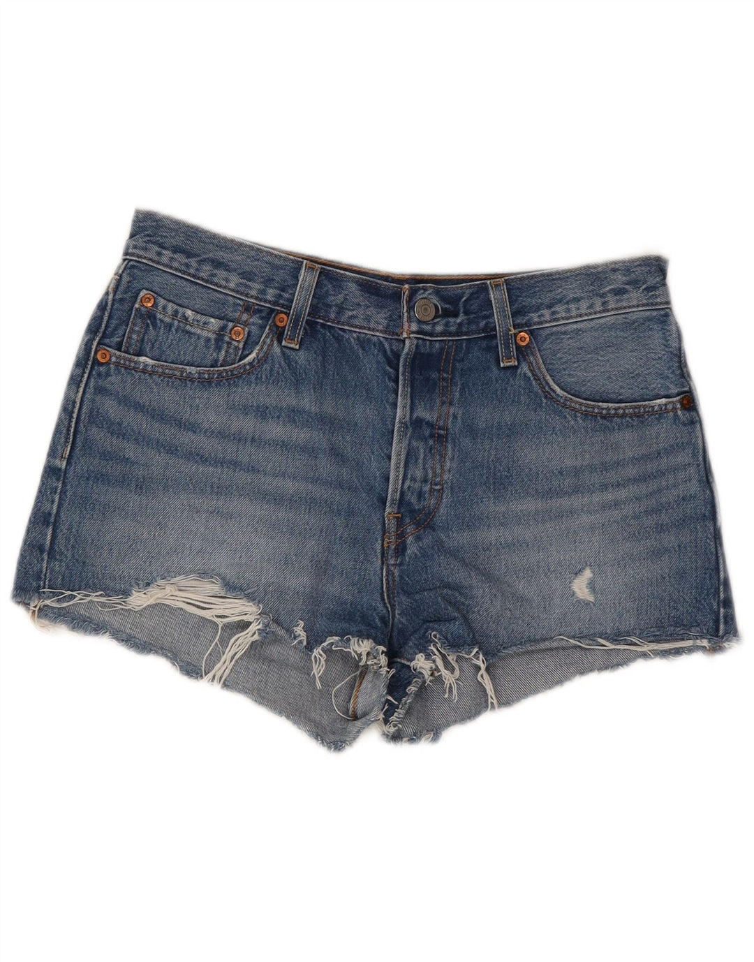 LEVI'S Womens 501 Distressed Denim Short W28 Medium Blue