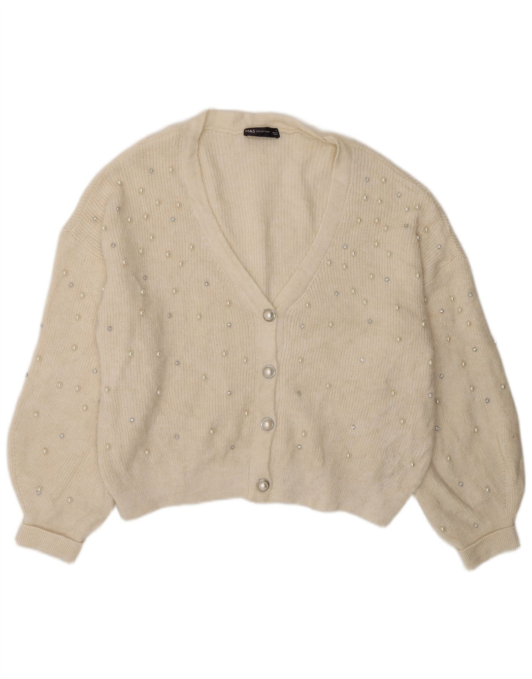 Marks & Spencer Γυναικείο πουλόβερ με ζακέτα UK 16 Large Off White