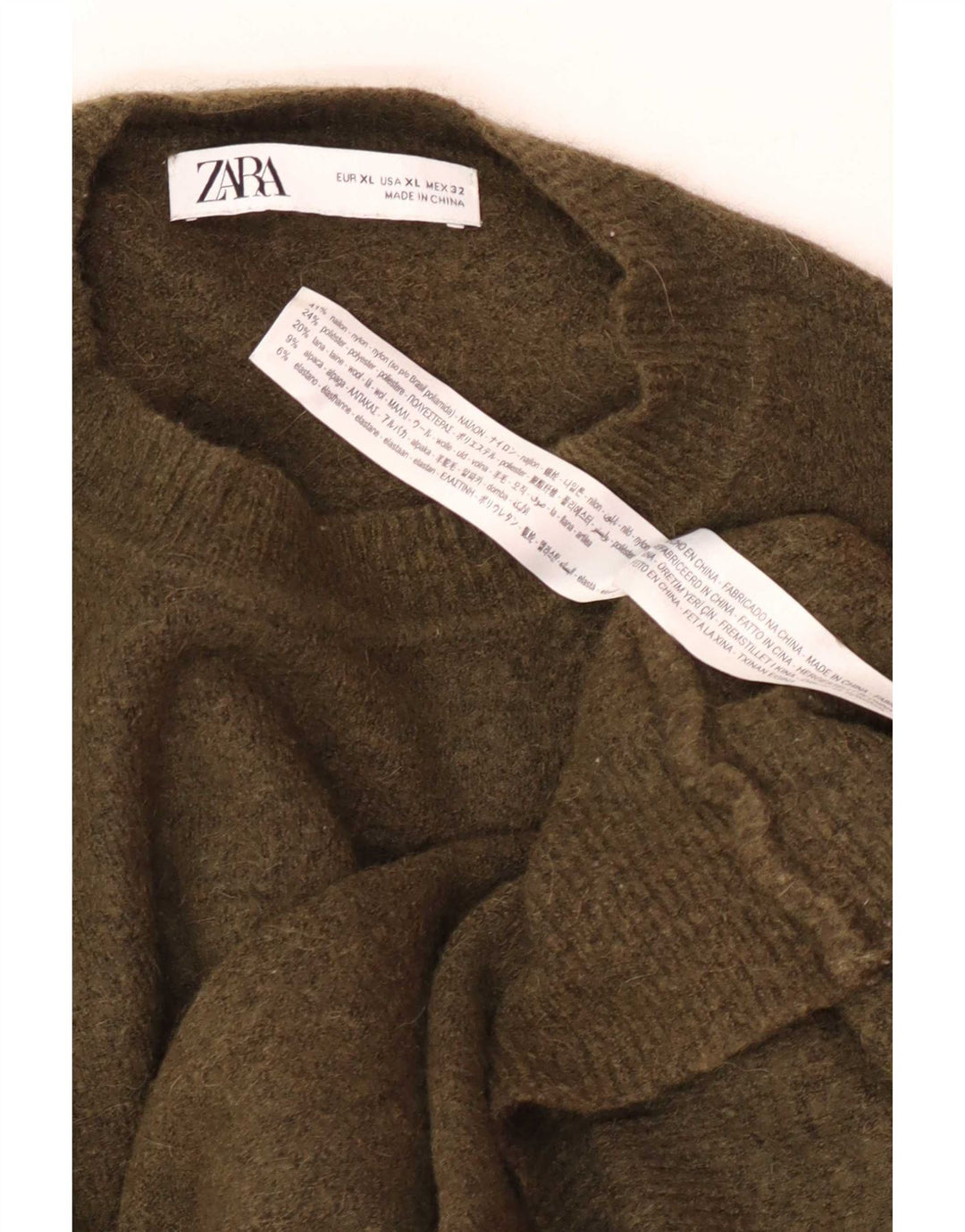 Ανδρικό πουλόβερ Zara Crew Neck Jumper XL Khaki Nylon