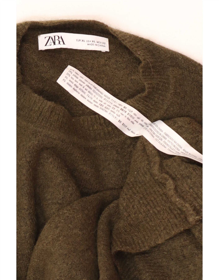Ανδρικό πουλόβερ Zara Crew Neck Jumper XL Khaki Nylon
