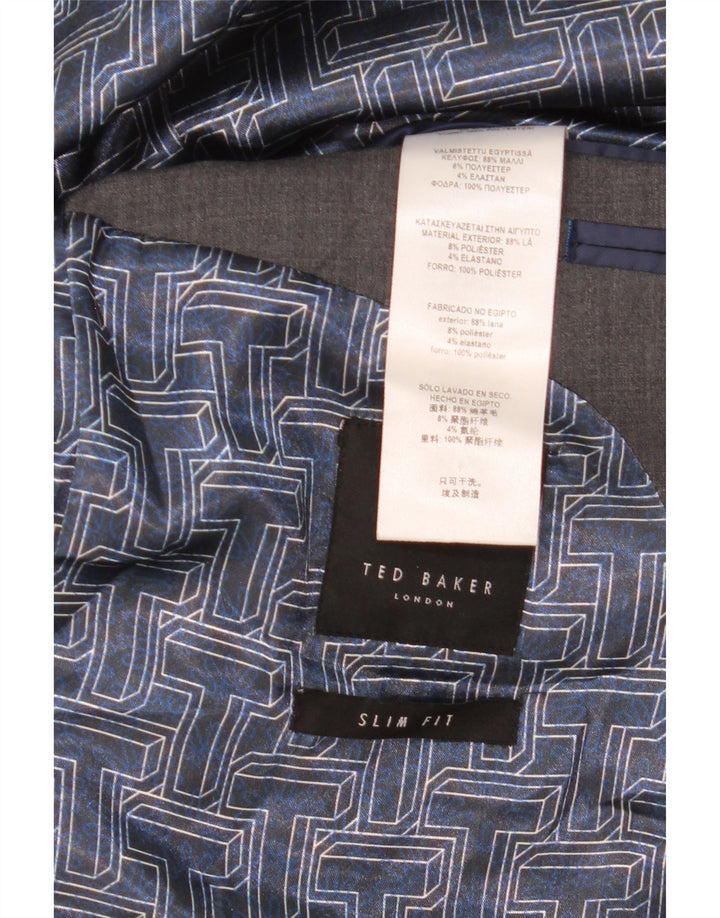TED BAKER Ανδρικό μπουφάν σακάκι με 2 κουμπιά, σακάκι UK 40 μεγάλο γκρι μαλλί