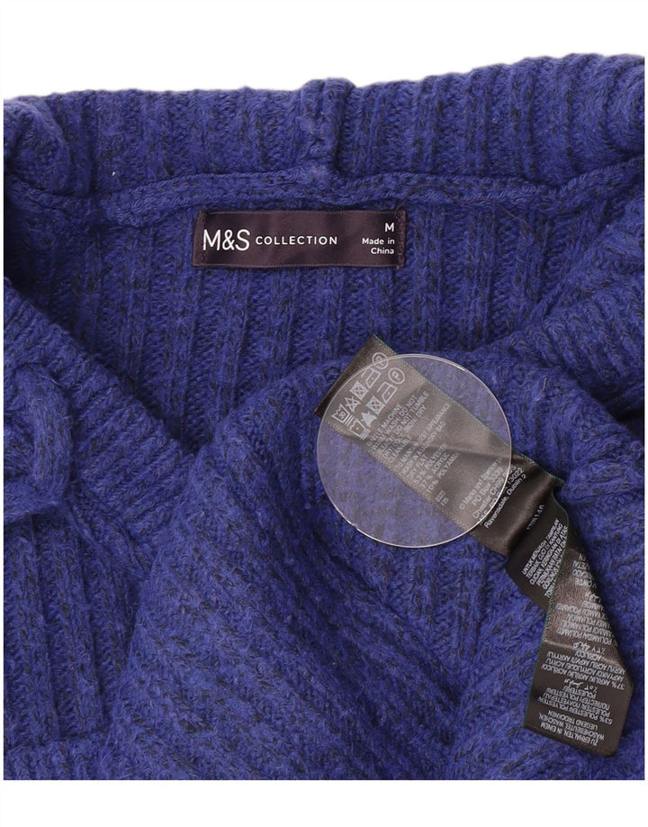Marks & Spencer Γυναικείο πουλόβερ με κουκούλα UK 14 Medium Blue Flecked