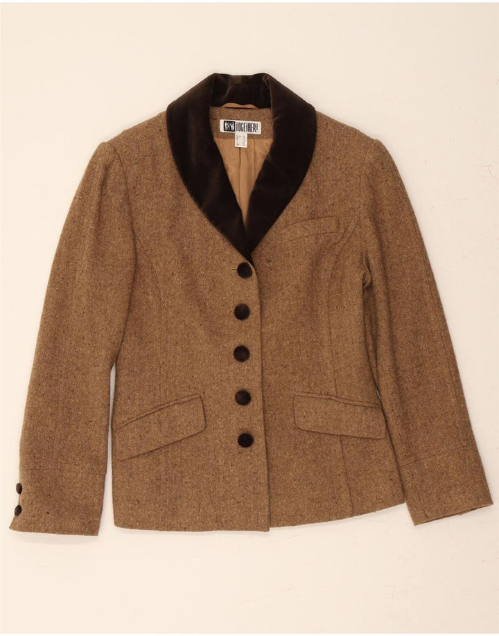TOGETHER Womens 5 Button Blazer Jacket UK 10 Small Brown Polyacrylic Vintage Together and Second-Hand Together from Messina Hembry 
