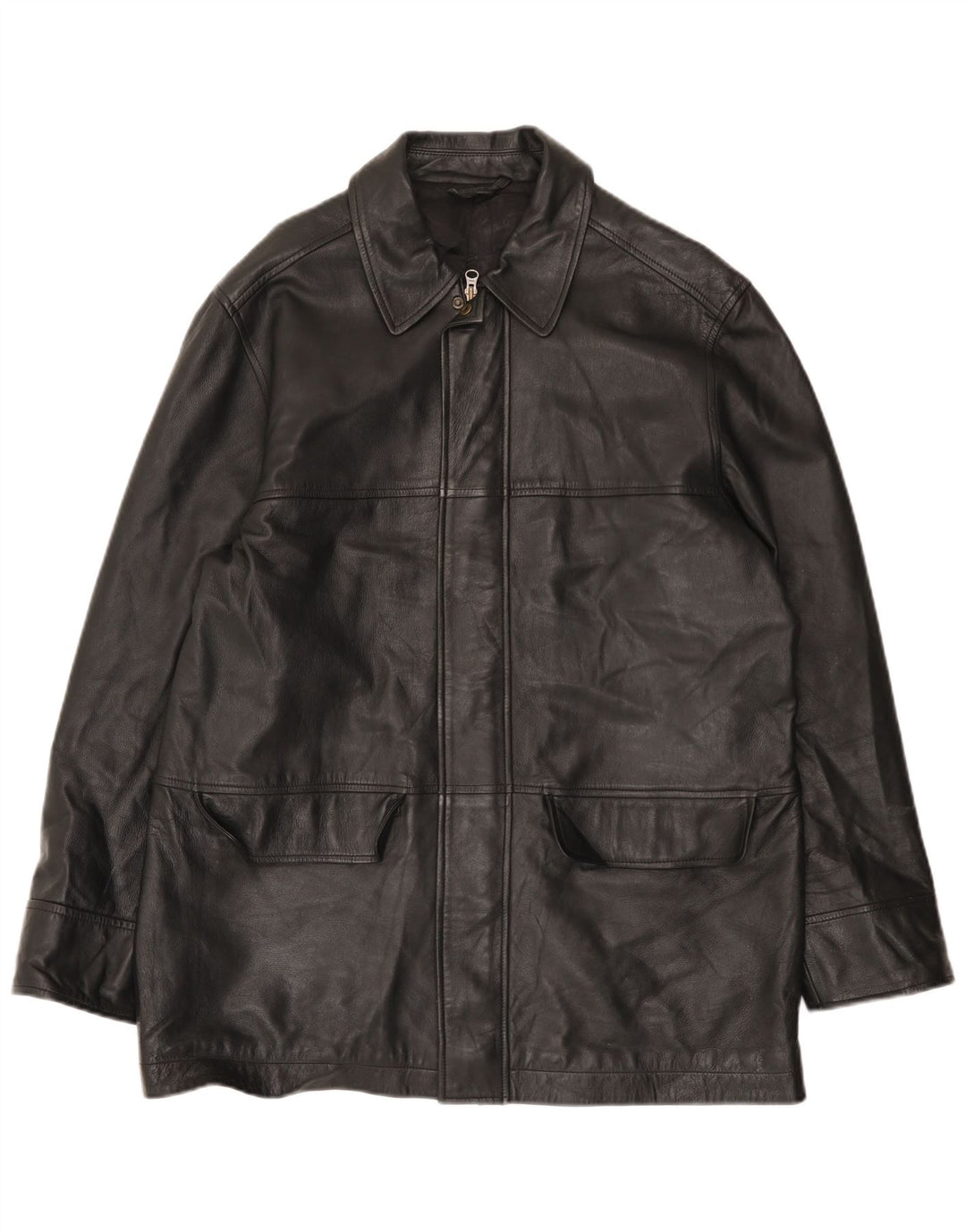 Ανδρικό Δερμάτινο Μπουφάν Marks & Spencer UK 38 Medium Black Leather