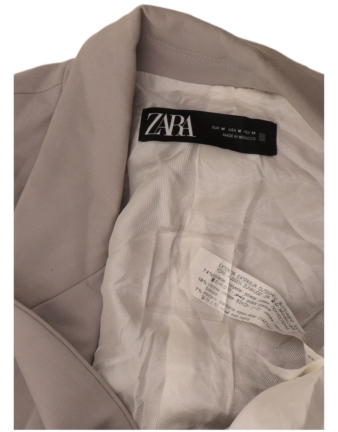 Zara Γυναικείο Μπουφάν 1 Κουμπί Blazer UK 14 Μεσαίο Γκρι Πολυεστέρας