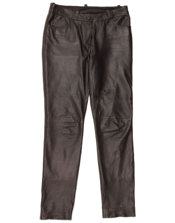 Γυναικείο λεπτό δερμάτινο παντελόνι HEINE UK 12 Medium W30 L31 μαύρο δέρμα