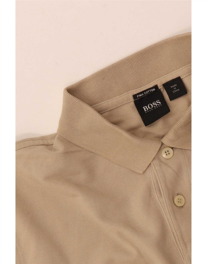 Ανδρικό μπλουζάκι πόλο Hugo Boss, μικρό μπεζ βαμβακερό