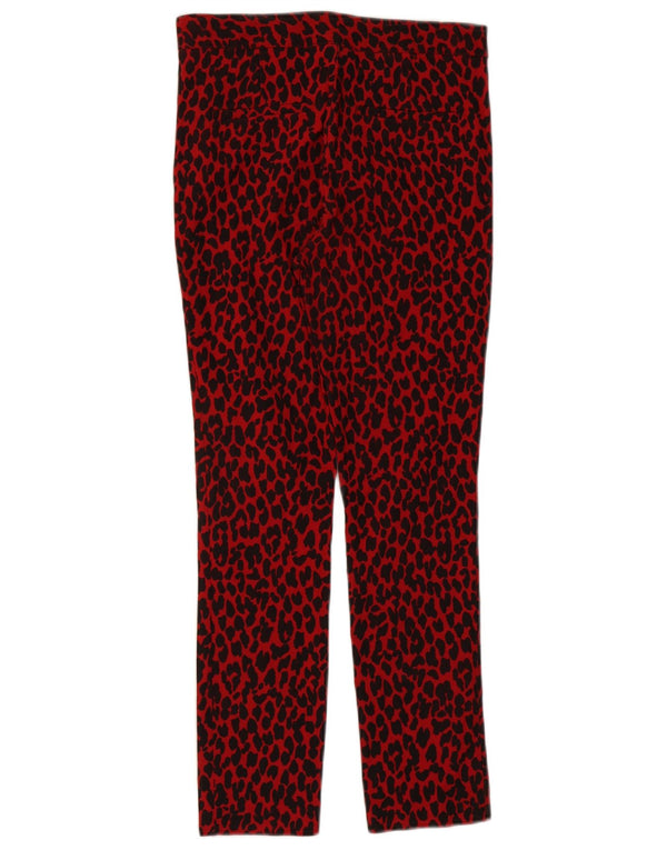Zara Γυναικείο Slim Casual Παντελόνι Small W26 L26 Red Animal Print Viscose