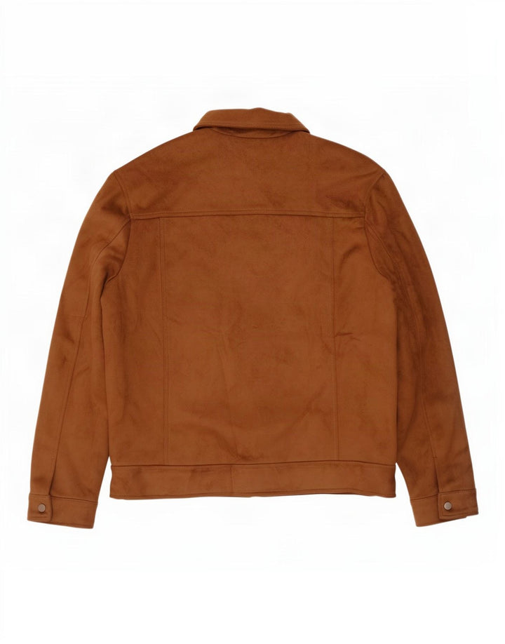 Zara Ανδρικό Faux Suede Bomber Jacket UK 42 XL Beige Polyester