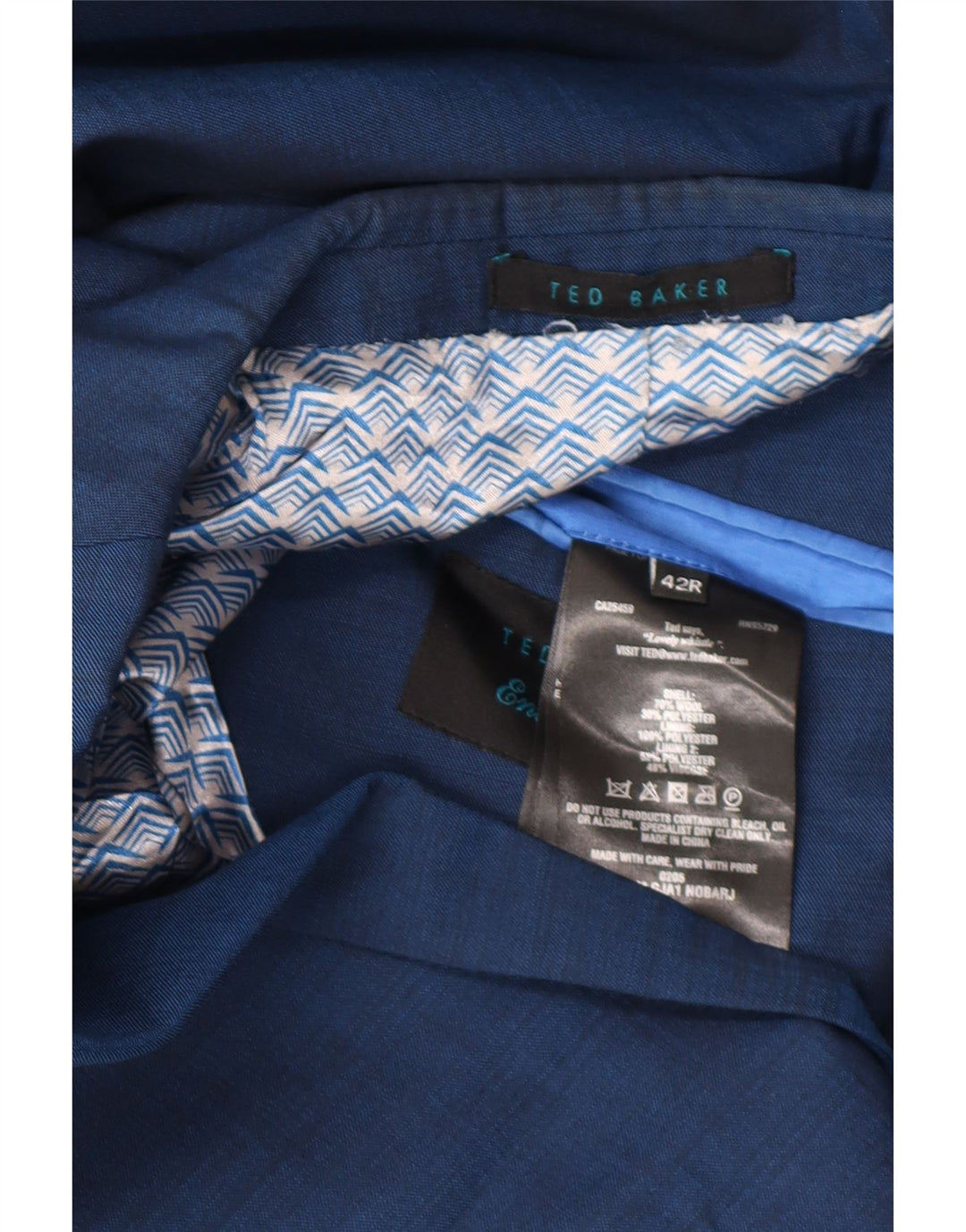 Ted Baker Ανδρικό σακάκι με 2 κουμπιά σακάκι UK 42 XL μπλε μαλλί