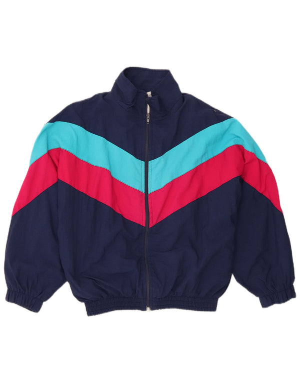 Vintage γυναικεία αθλητική φόρμα Top Jacket UK 16 Large Navy Blue Colourblock