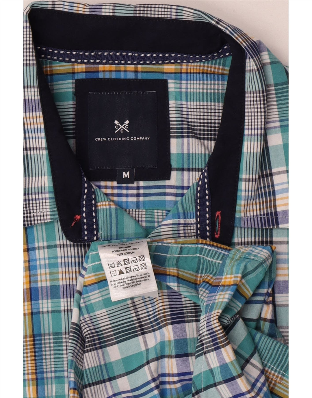 Ανδρικό κοντομάνικο πουκάμισο Crew Clothing, μεσαίο μπλε βαμβακερό