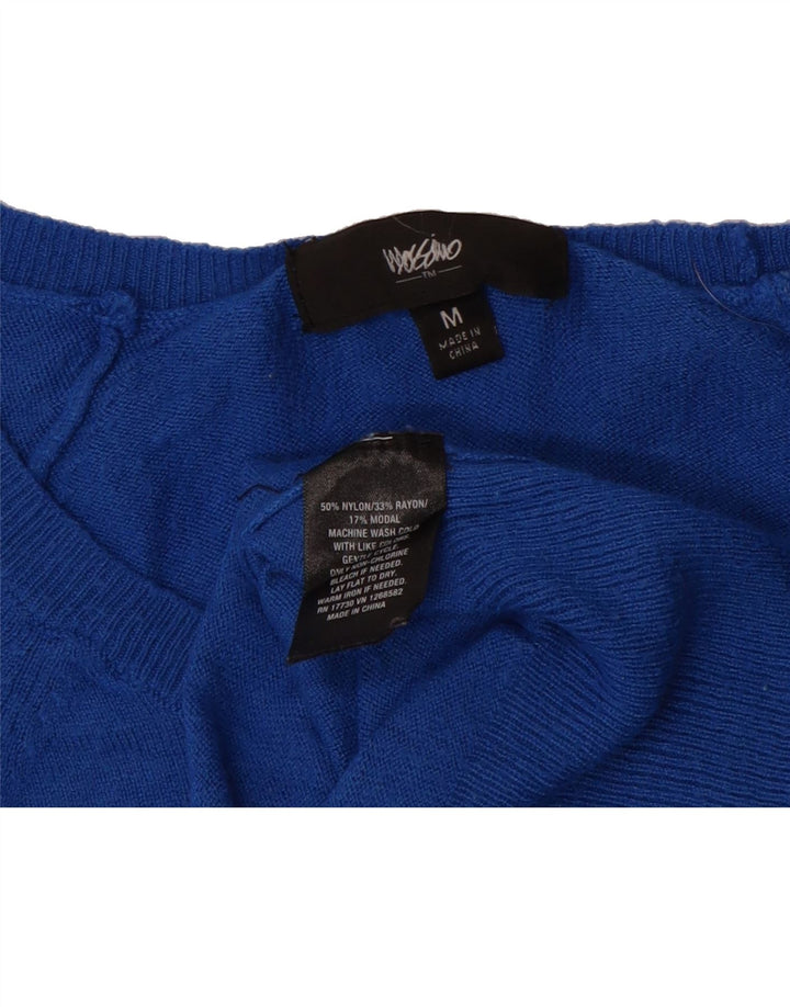 MOSSIMO Womens Boat Neck Jumper Sweater UK 12 Medium Blue Nylon Vintage Mossimo and Second-Hand Mossimo from Messina Hembry 