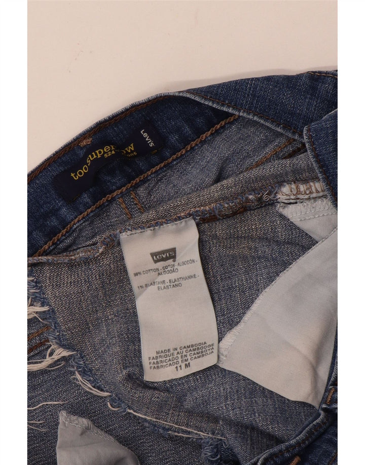Levi's Womens 524 Distressed Super Low τζιν σορτς US 11 Large W32 Blue
