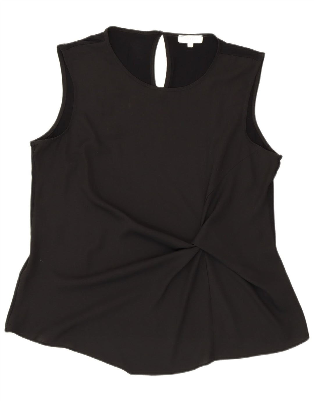 WAREHOUSE Γυναικεία αμάνικη μπλούζα τοπ UK 16 μεγάλη μαύρη βισκόζη