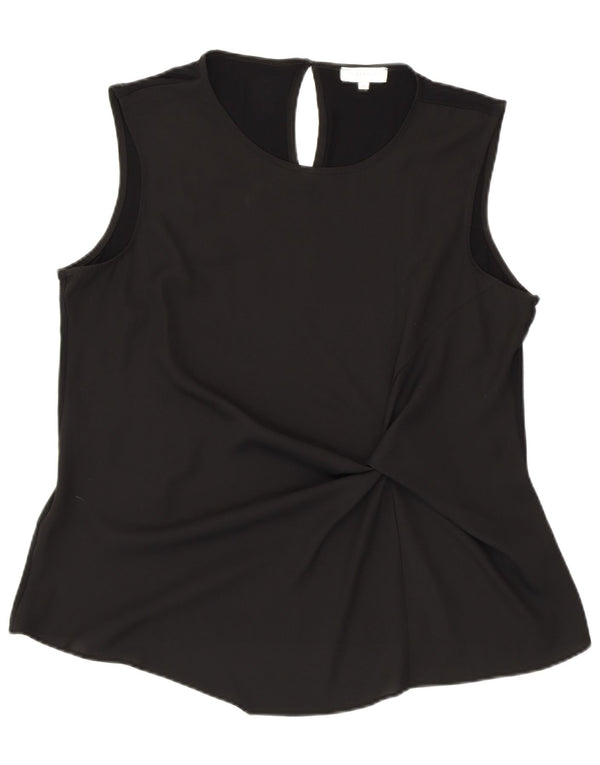 WAREHOUSE Γυναικεία αμάνικη μπλούζα τοπ UK 16 μεγάλη μαύρη βισκόζη