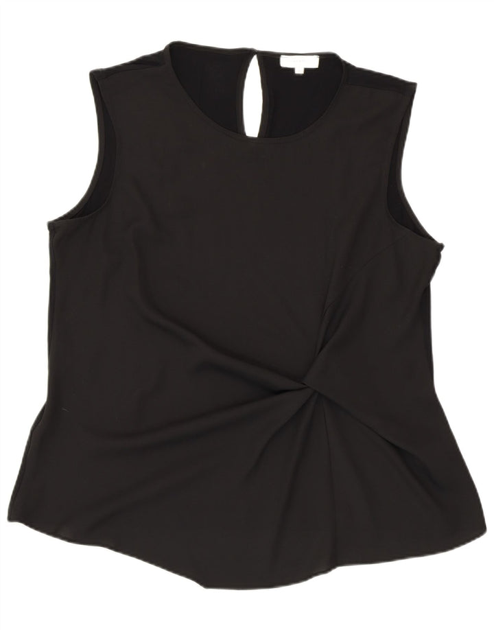 WAREHOUSE Γυναικεία αμάνικη μπλούζα τοπ UK 16 μεγάλη μαύρη βισκόζη