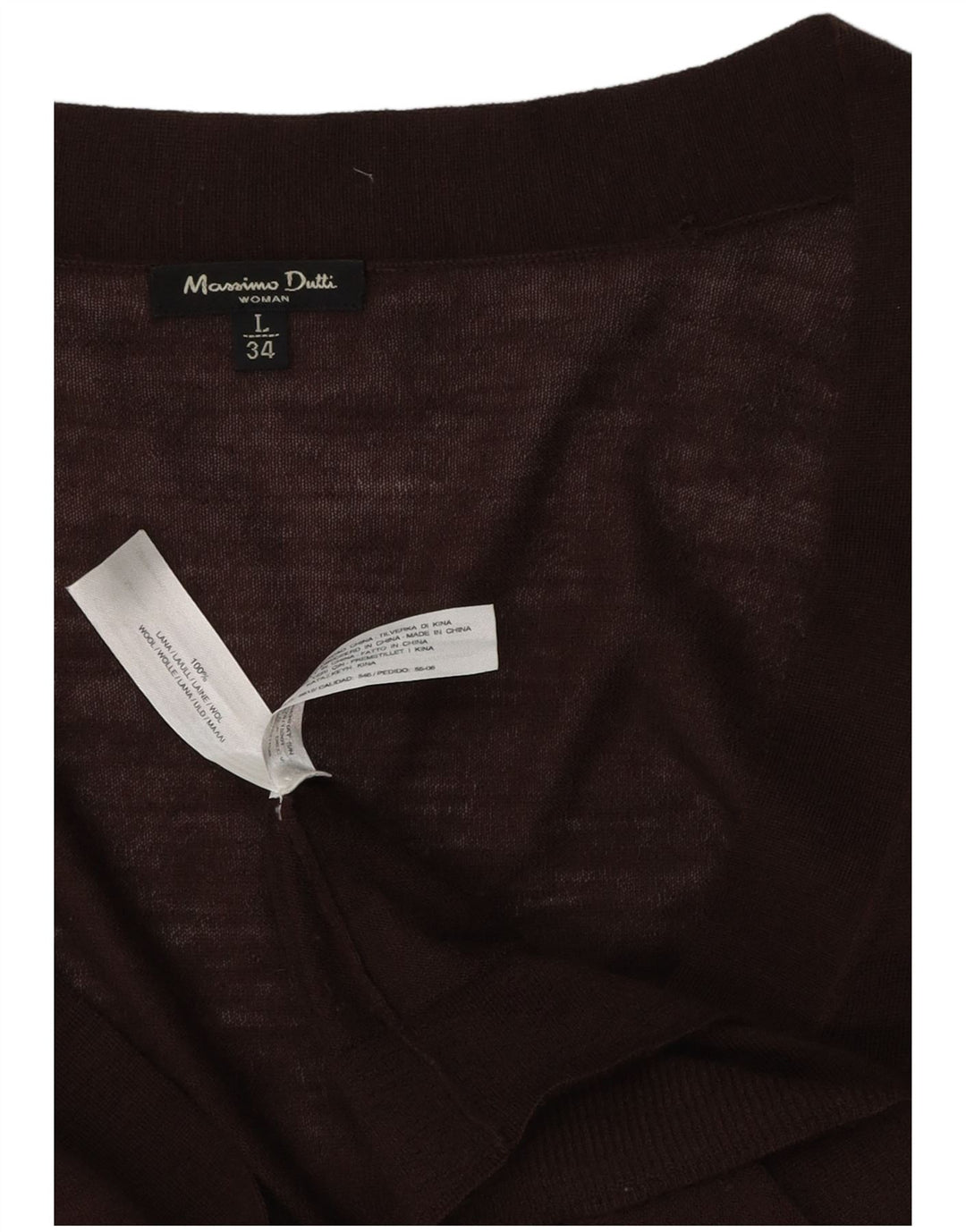 MASSIMO DUTTI Γυναικείο πουλόβερ ζακέτα UK 14 μεγάλο καφέ μαλλί