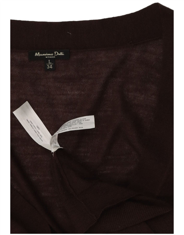 MASSIMO DUTTI Γυναικείο πουλόβερ ζακέτα UK 14 μεγάλο καφέ μαλλί