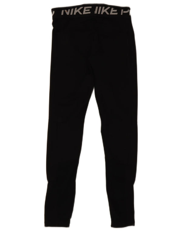 Nike Womens Dri Fit Graphic Leggings UK 14 Large Black Polyester