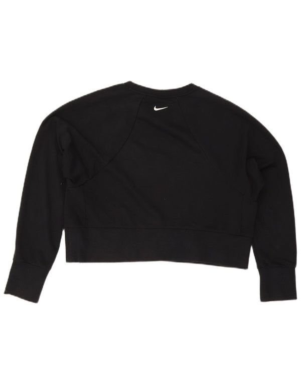 Γυναικείο φούτερ Nike Crop με γραφικό μεγάλο μέγεθος Jumper UK 10 Small Black