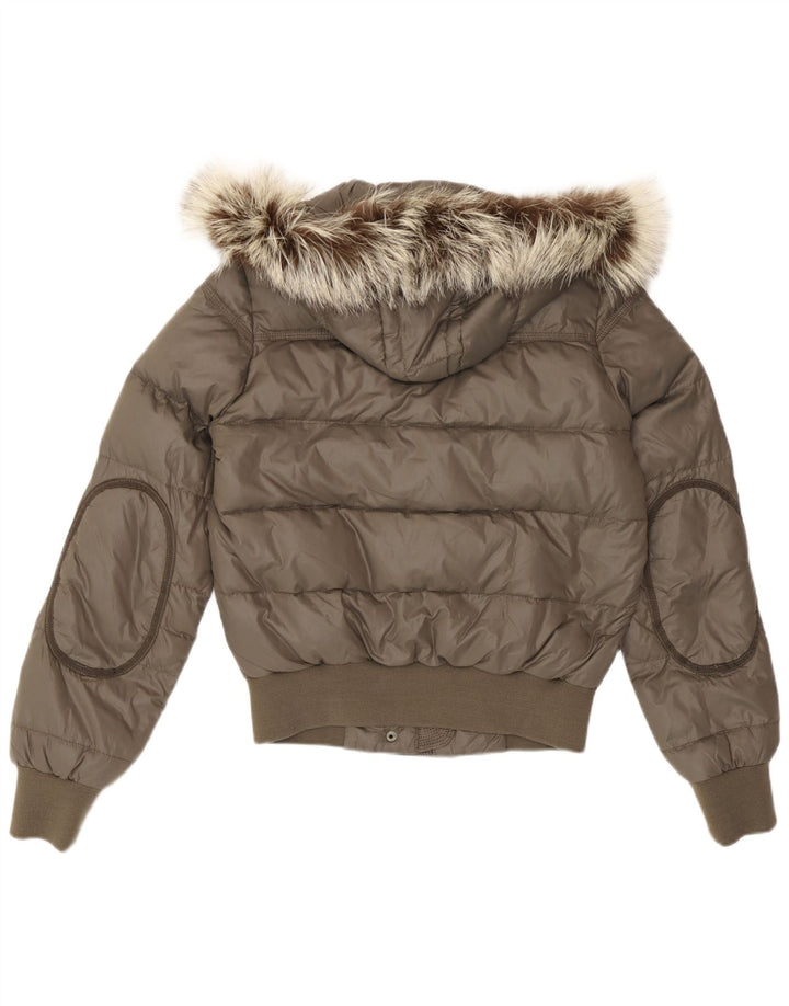 Cerruti 1881 Γυναικείο μπουφάν με κουκούλα UK 14 Medium Khaki Polyamide