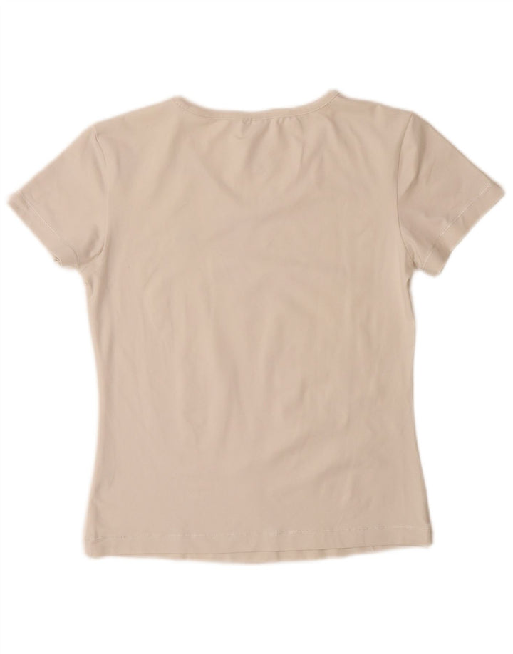 Adidas Γυναικείο T-Shirt Top UK 14 Medium Off White Polyamide