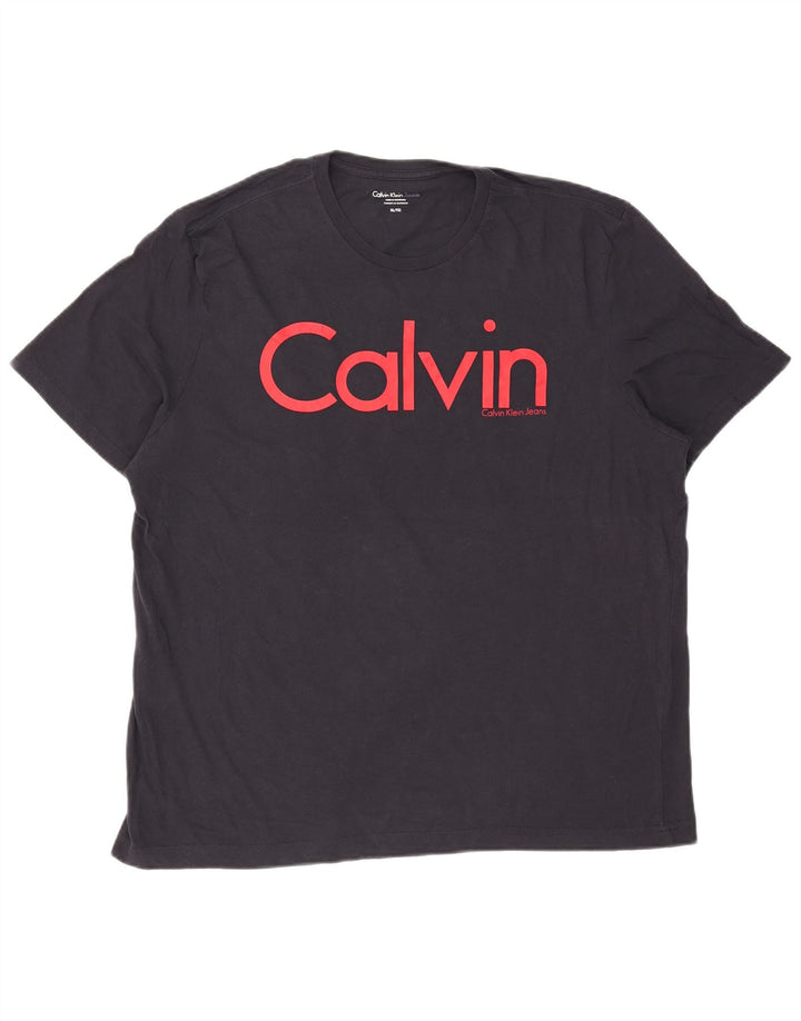 Ανδρικό γραφικό T-shirt Calvin Klein Jeans Top XL Navy Blue