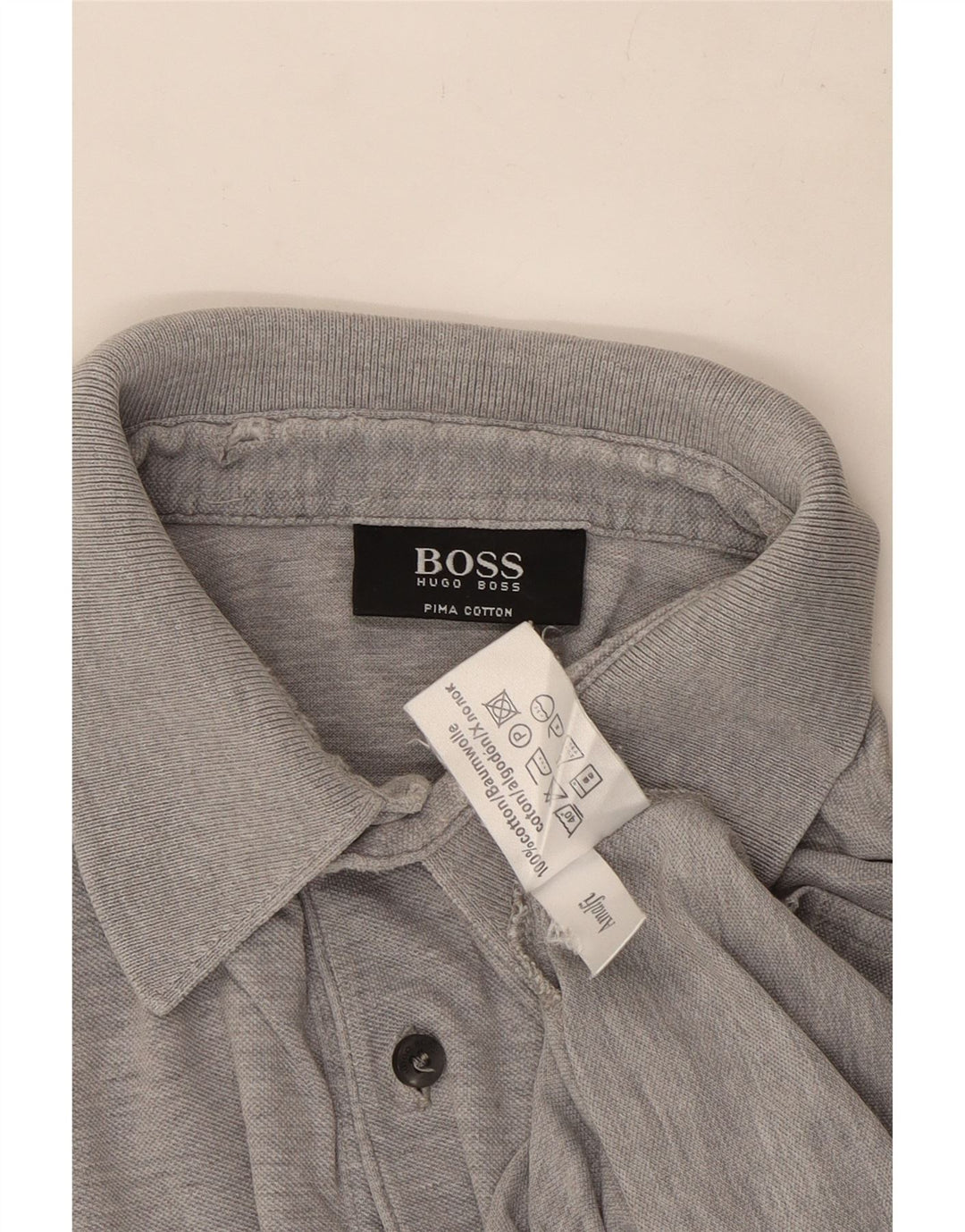 Ανδρικό πουκάμισο πόλο Hugo Boss, βαμβακερό μεσαίο γκρι