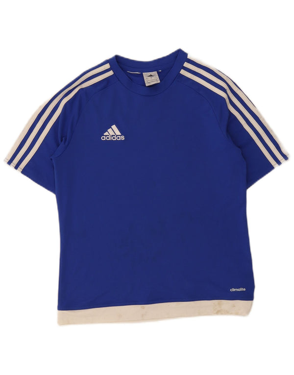 Adidas Boys Climalite Graphic T-shirt Top 13-14 Years Blue Colourblock