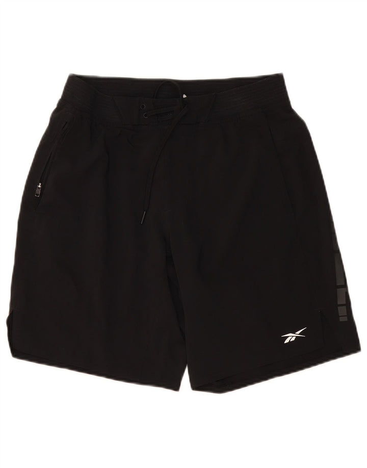 Γυναικεία γραφικά σορτς κολύμβησης Reebok UK 10 Small Black Polyester