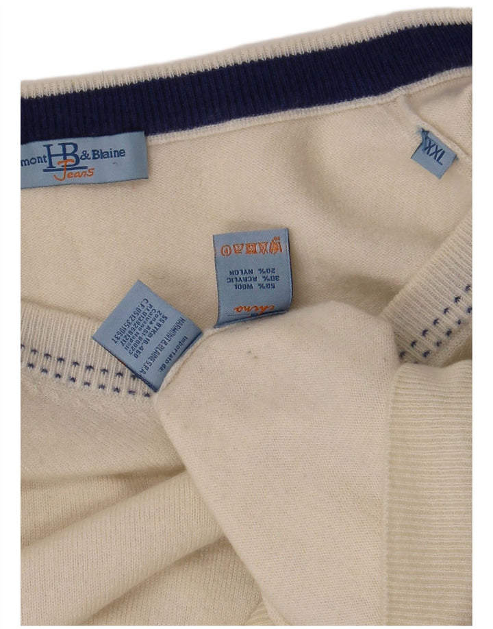 HARMONT & BLAINE Ανδρικό πουλόβερ με λαιμόκοψη 2XL λευκό μαλλί