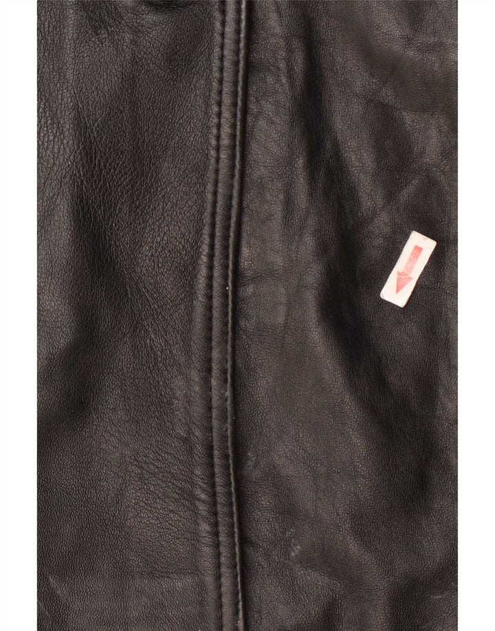 Vintage Γυναικείο Δερμάτινο Παλτό UK 10 Small Black