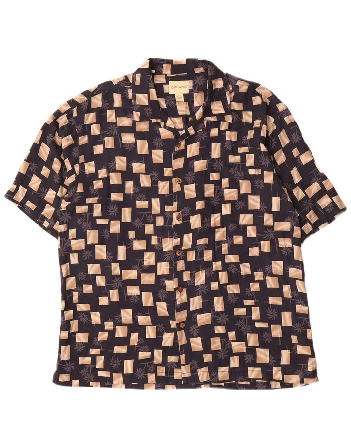 Ανδρικό κοντομάνικο πουκάμισο Joseph & Feiss, μαύρο γεωμετρικό μεταξωτό μεγάλο