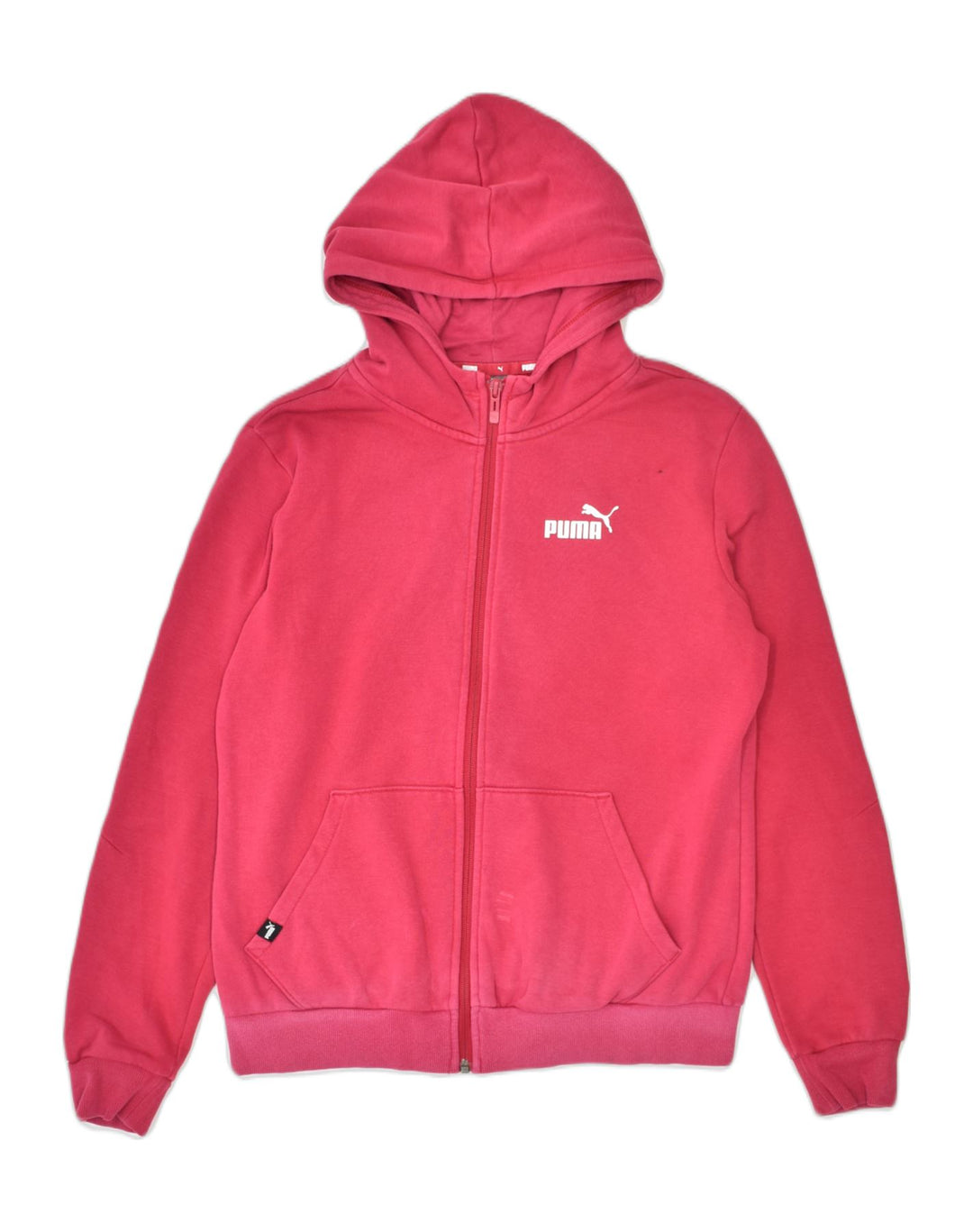 PUMA Womens Zip Hoodie Sweater UK 14 Medium Red Cotton | Vintage | Thrift | Second-Hand | Used Clothing | Messina Hembry 