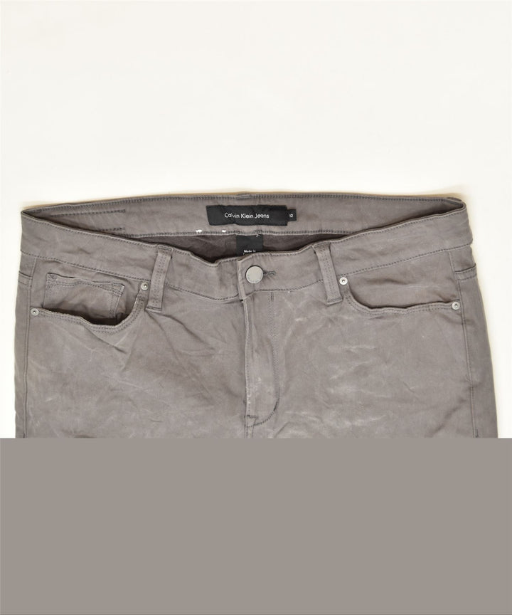 CALVIN KLEIN Womens Slim Casual Trousers US 12 Large W32 L32 Grey | Vintage | Thrift | Second-Hand | Used Clothing | Messina Hembry 