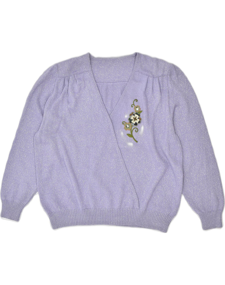 VINTAGE Womens V-Neck Jumper Sweater UK 20 2XL Purple | Vintage | Thrift | Second-Hand | Used Clothing | Messina Hembry 