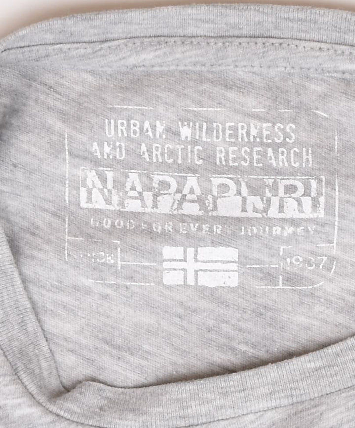 NAPAPIJRI Girls Graphic T-Shirt Top 7-8 Years Grey | Vintage | Thrift | Second-Hand | Used Clothing | Messina Hembry 