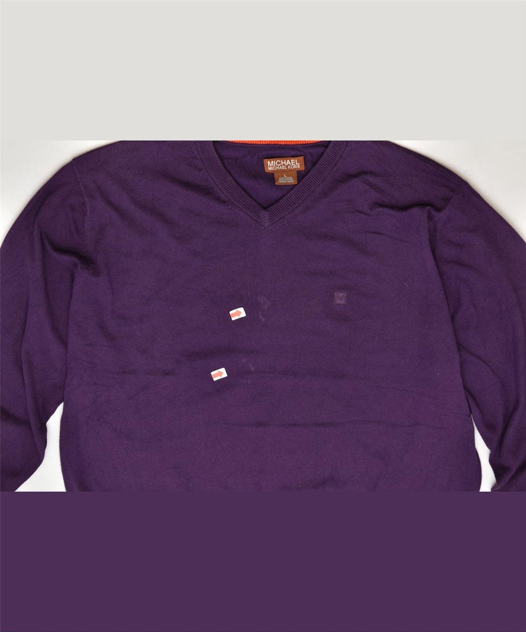 MICHAEL KORS Mens V-Neck Jumper Sweater Large Purple Cotton | Vintage | Thrift | Second-Hand | Used Clothing | Messina Hembry 