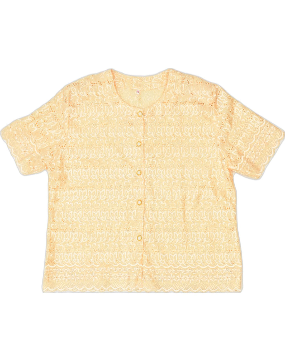 VINTAGE Womens Short Sleeve Shirt Blouse IT 48 XL Yellow Floral | Vintage | Thrift | Second-Hand | Used Clothing | Messina Hembry 