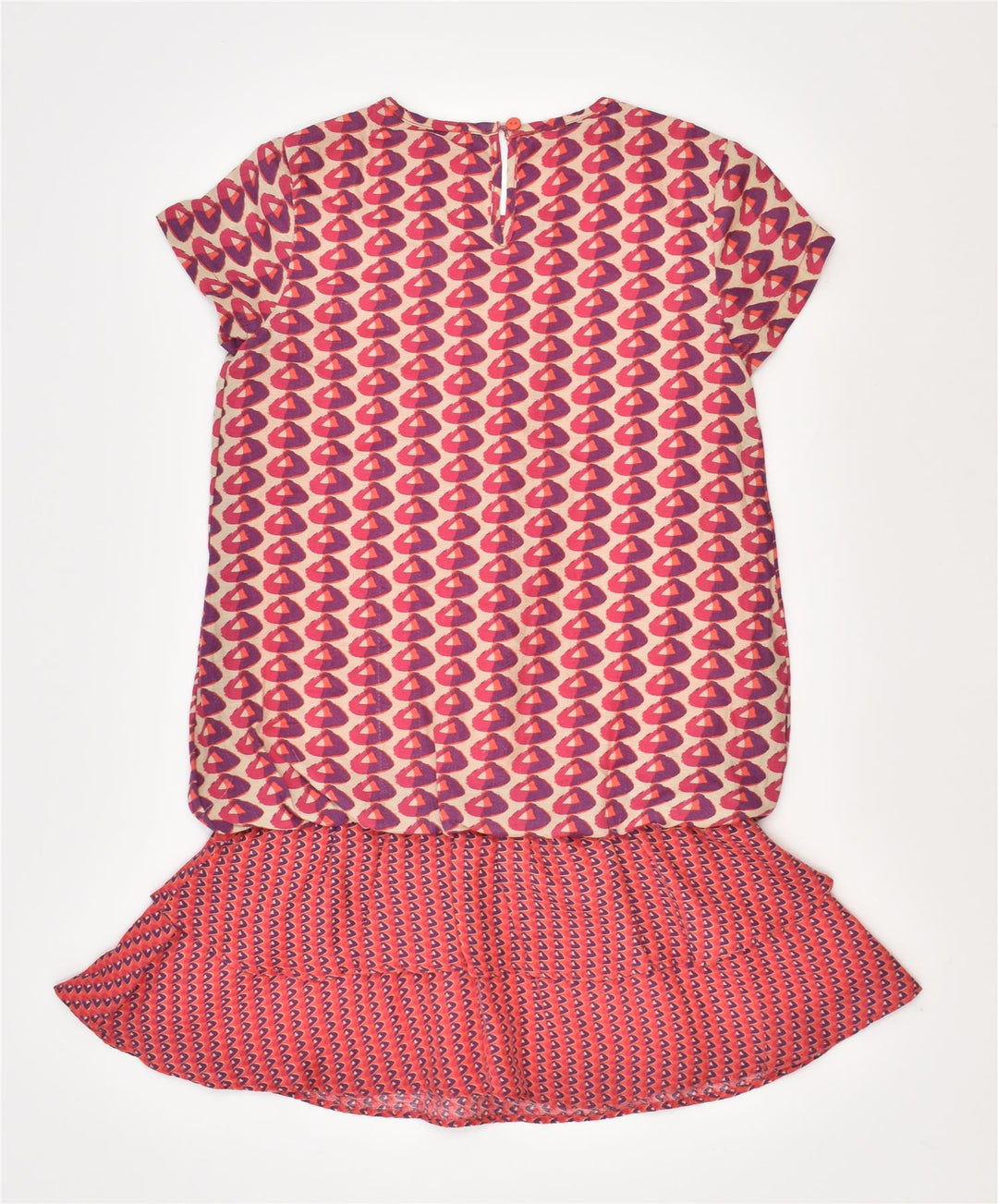 LIU JO Girls Peplum Tunic Top 7-8 Years Red Geometric Viscose | Vintage | Thrift | Second-Hand | Used Clothing | Messina Hembry 