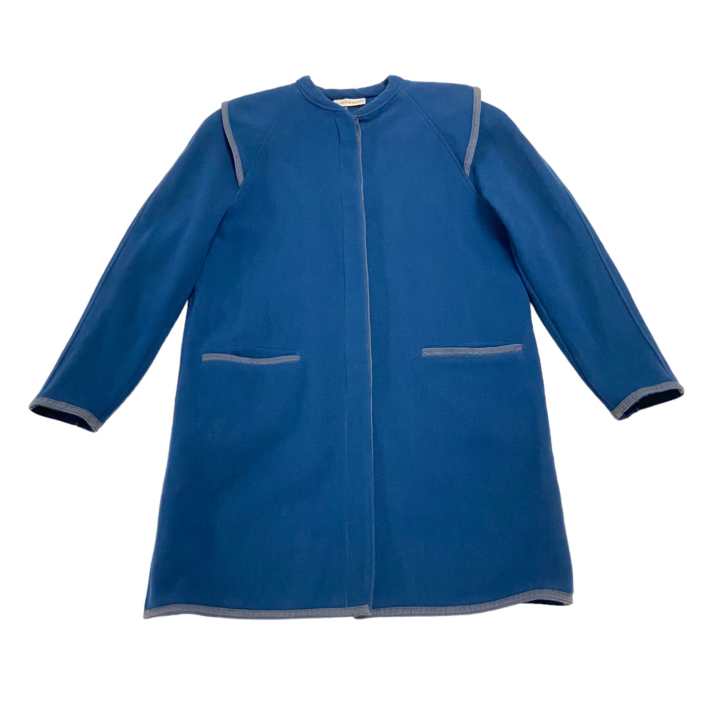 Gianni Versace Women's Wool Cashmere Coat | Vintage High End Designer Blue VTG | Vintage Messina Hembry | Thrift | Second-Hand Messina Hembry | Used Clothing | Messina Hembry 