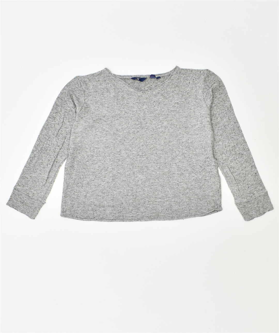 GANT Womens 3/4 Sleeve Crop Top UK 14 Large Grey Viscose | Vintage | Thrift | Second-Hand | Used Clothing | Messina Hembry 