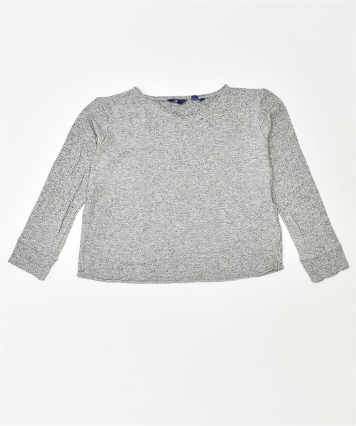 GANT Womens 3/4 Sleeve Crop Top UK 14 Large Grey Viscose | Vintage | Thrift | Second-Hand | Used Clothing | Messina Hembry 